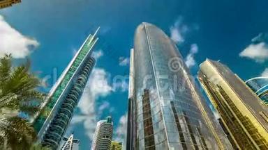 迪拜，阿联酋，摩天大楼，摩天大楼，摩天大楼，时光超移，海底全景和透视图